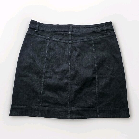 Chaps Denim Skirt Womens 20W Black Button Front Pockets Stretch Grunge Plus Size - Picture 15 of 15